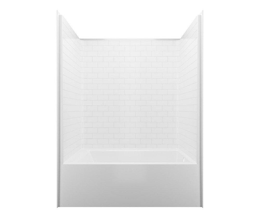 Aquatic White 80 x 42 in. Square Bath and Shower Kit with Right Hand Drain (1-Piece) 