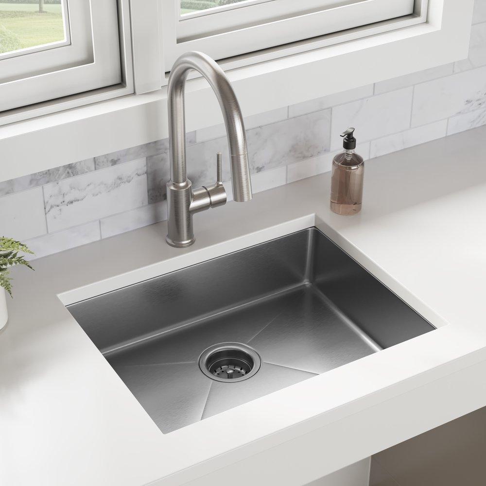 PROFLO&reg; Chrome Single Handle Pull Down Kitchen Faucet with Three-Function Spray 