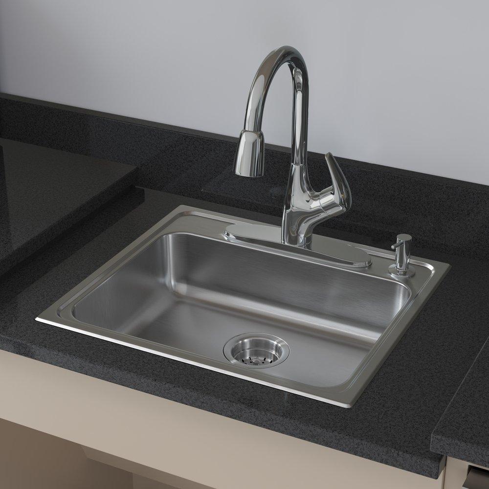 PROFLO&reg; Chrome Single Handle Pull Down Kitchen Faucet with Three-Function Spray 