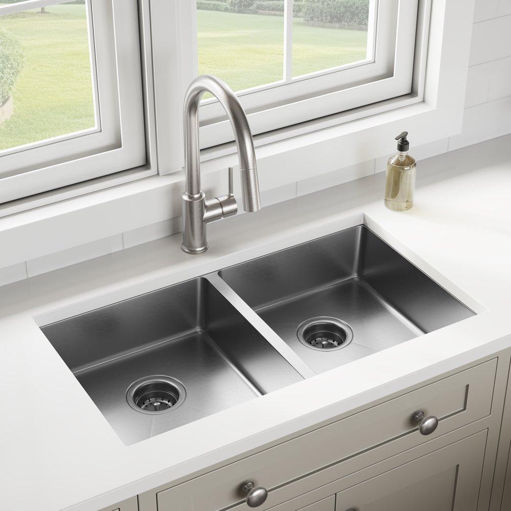 PROFLO&reg; Chrome Single Handle Pull Down Kitchen Faucet with Three-Function Spray 