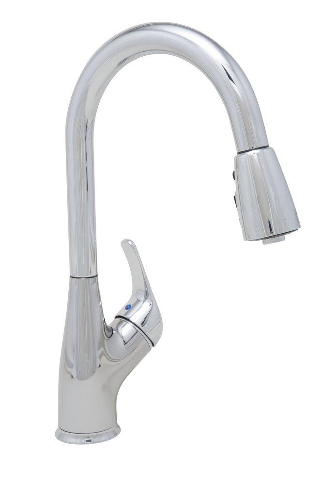 PROFLO&reg; Chrome Single Handle Pull Down Kitchen Faucet with Three-Function Spray 