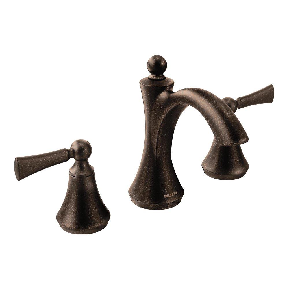 Moen Oil Rubbed Bronze Two Lever Handle Widespread Bathroom Sink Faucet 