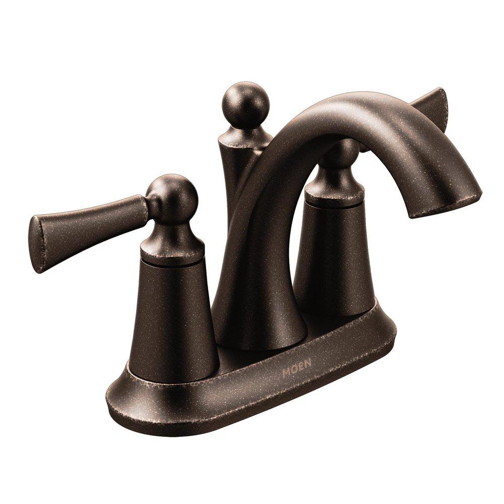 Moen Oil Rubbed Bronze Two Handle Centerset Bathroom Sink Faucet 