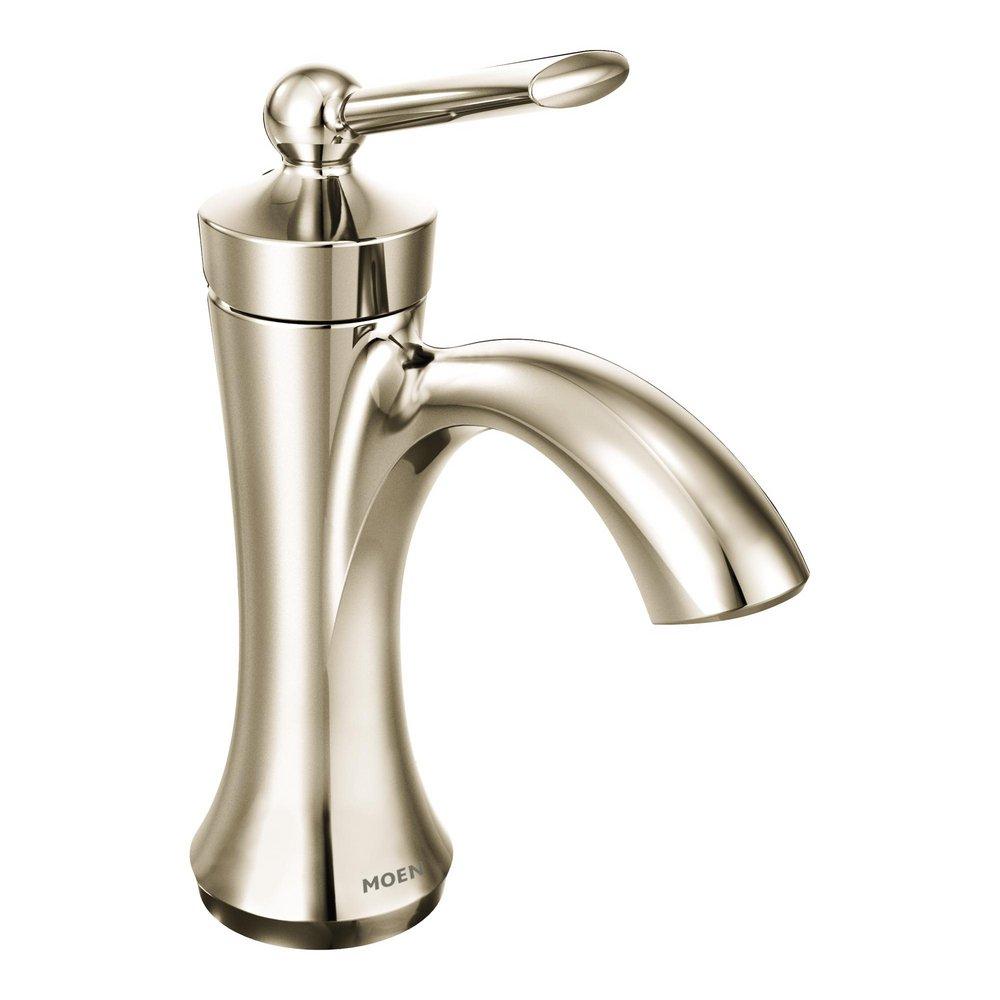 Moen Polished Nickel Single Handle Monoblock Bathroom Sink Faucet with Metal Pop-Up Drain Assembly 