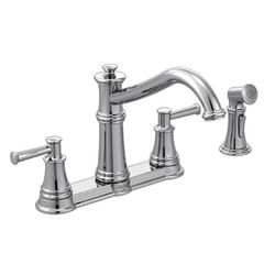 Two Handle Bridge Kitchen Faucet with Side Spray in Chrome