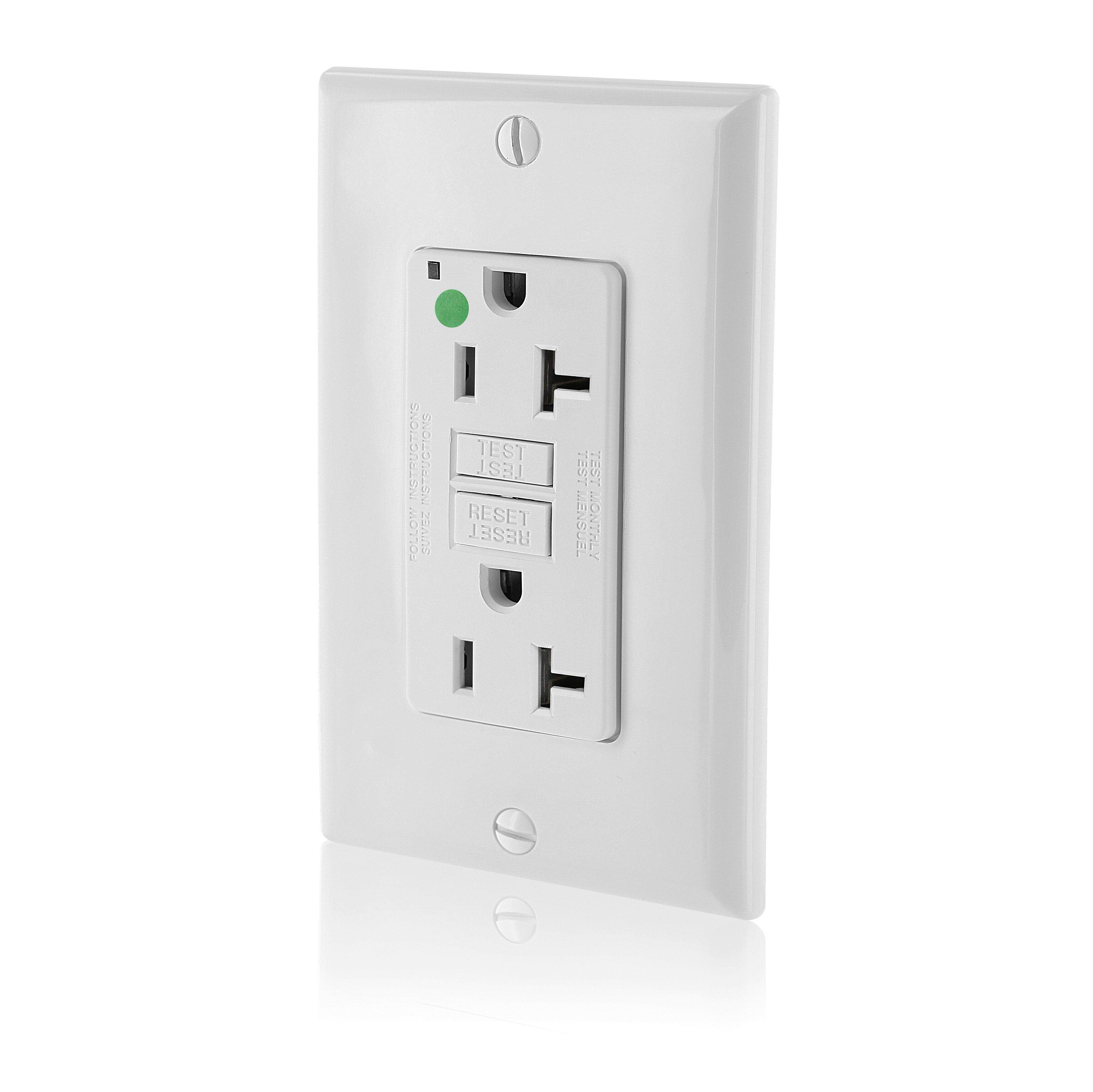 LEVITON White 20A 125V Duplex GFCI Outlet 