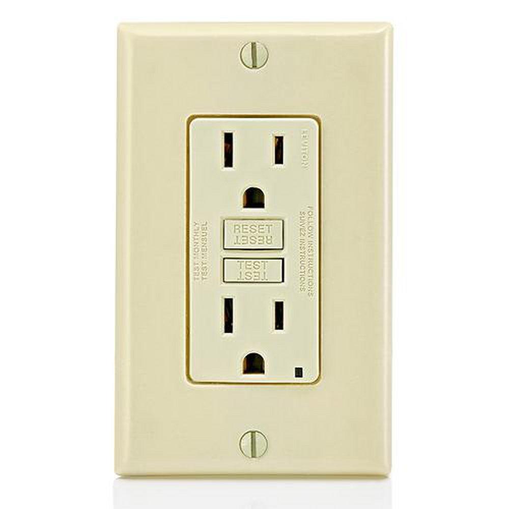 LEVITON Ivory 15A 125V Duplex GFCI Outlet 