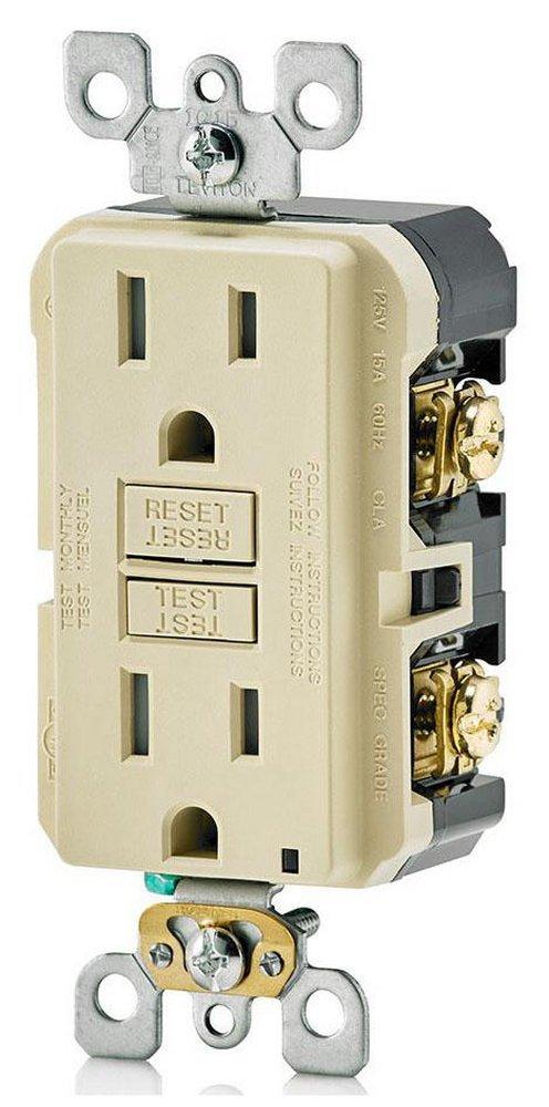 LEVITON Ivory 15 Amp Duplex Tamper Resistant GFCI Receptacle 