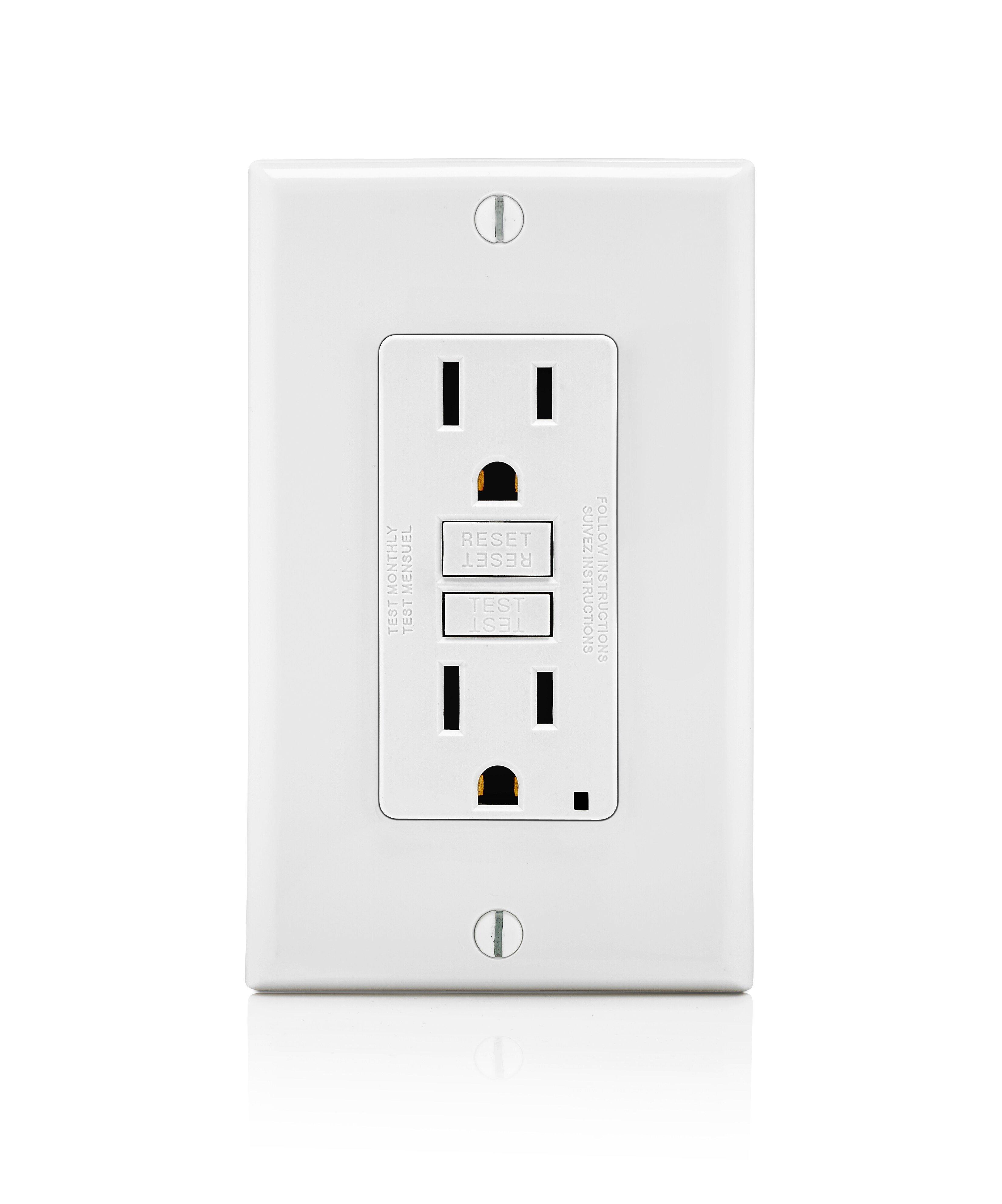 LEVITON White 15A 125V Duplex GFCI Outlet 