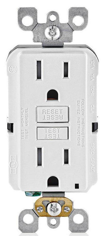 LEVITON White 15 Amp Duplex Tamper Resistant GFCI Receptacle 