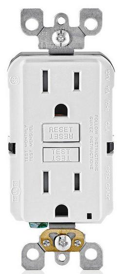 15A 125V Duplex Tamper-Resistant GFCI Outlet in White with LED Indicator Light
