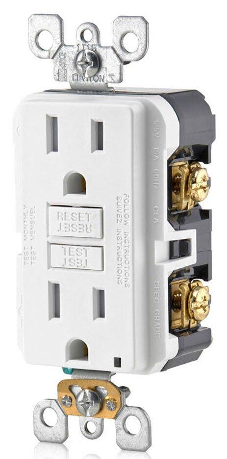 LEVITON White 15A 125V Duplex Tamper-Resistant GFCI Outlet 