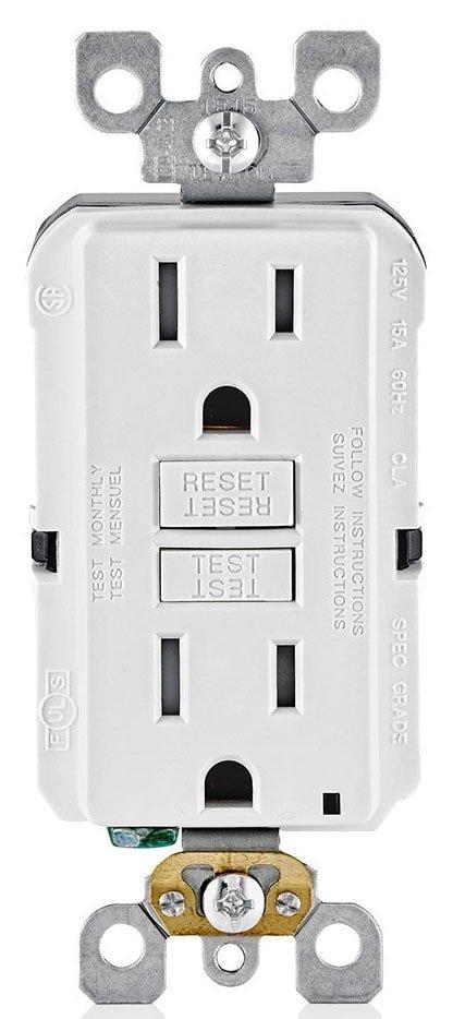 LEVITON White 15A 125V Duplex Tamper-Resistant GFCI Outlet 