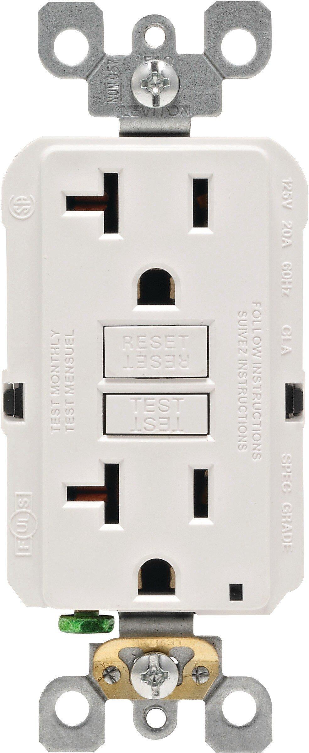 LEVITON White 20A 125V Duplex GFCI Outlet 