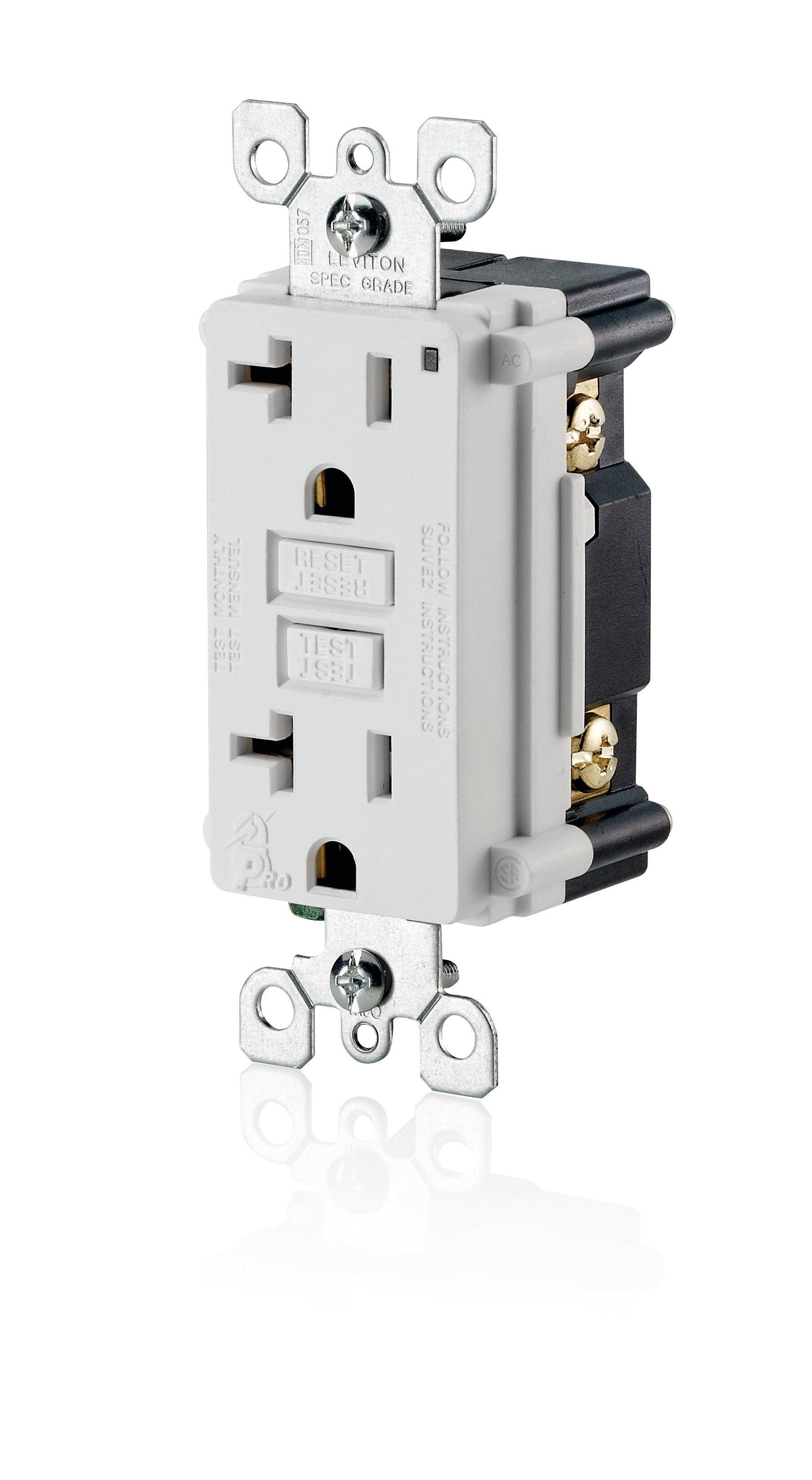 LEVITON White 125V 20A Tamper Resistant GFCI Receptacle 