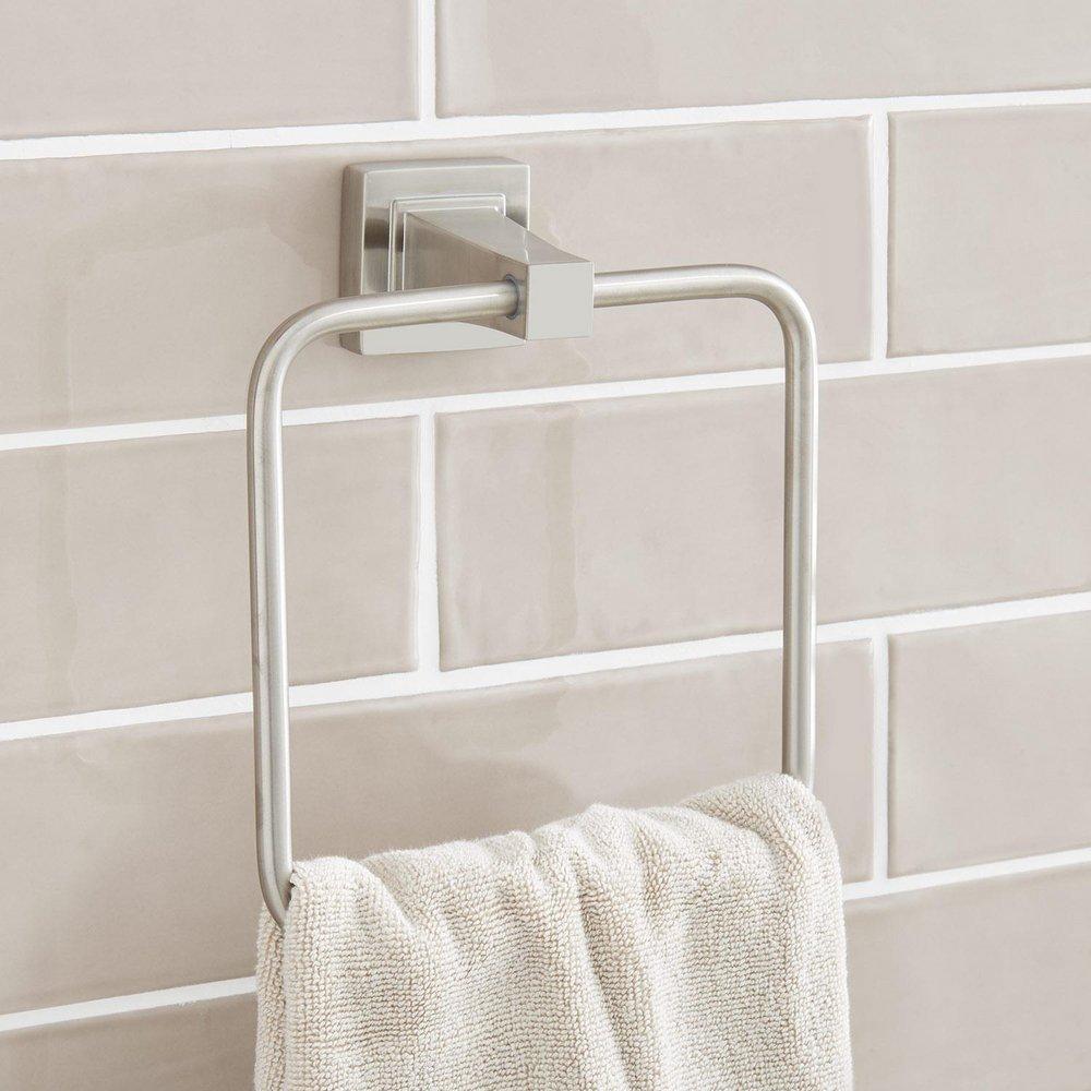 Signature Hardware Brushed Nickel Square Closed Towel Ring 