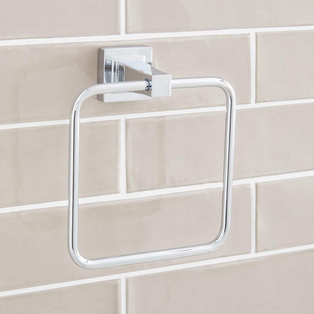 Signature Hardware Chrome Square Closed Towel Ring 