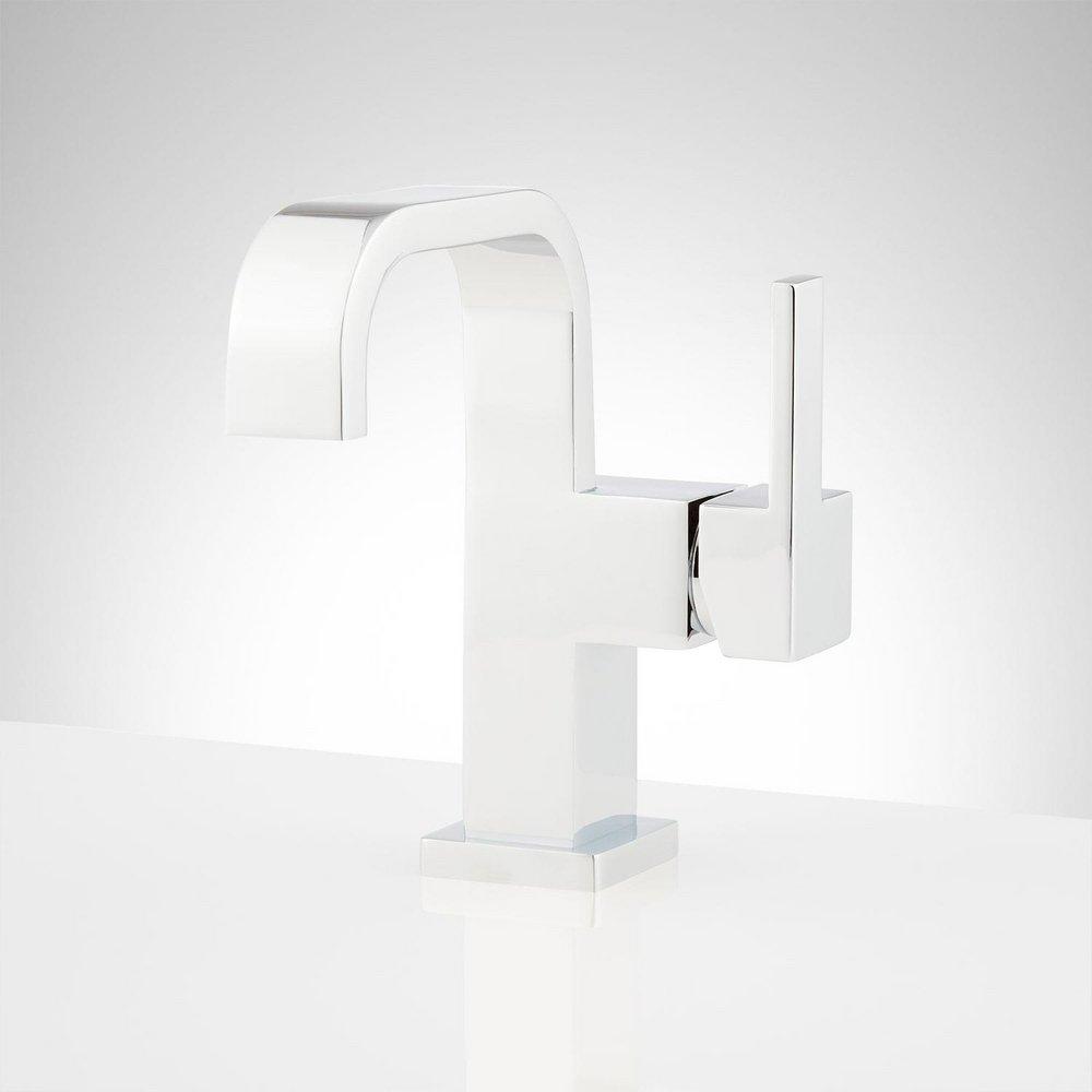Signature Hardware Polished Chrome Single Handle Monoblock Bathroom Sink Faucet 
