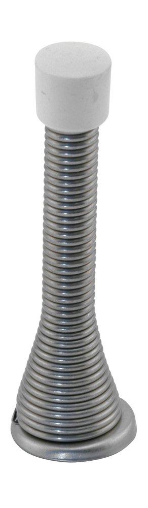 Satin Nickel 3 in. Steel Rubber Spring Door Stop (Pack of 5) 