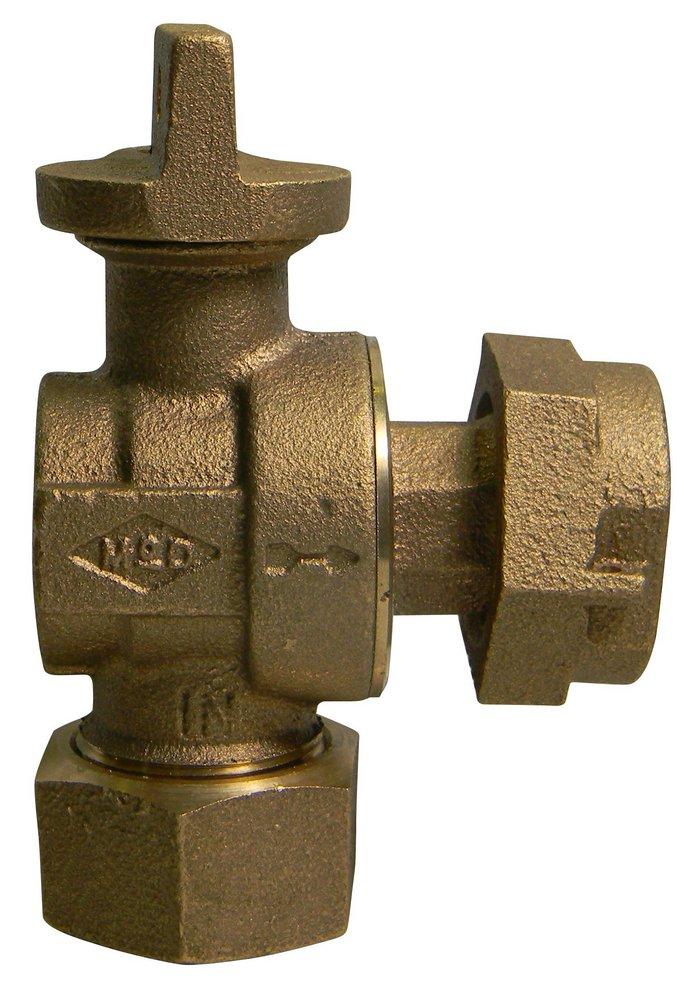 A.Y. McDonald CTS x Meter Swivel Brass and Rubber Angle Ball Valve Curb Stop 