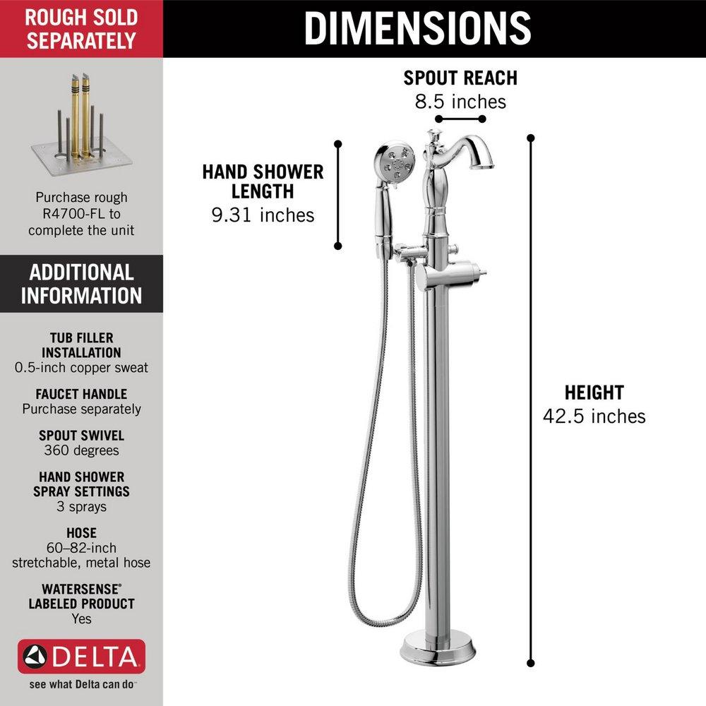 Delta Faucet Polished Chrome Single Handle Floor Mount Filler 