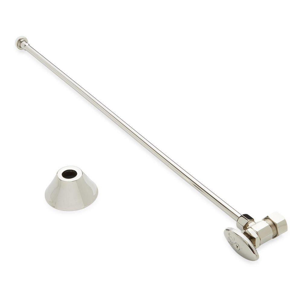 Signature Hardware Polished Nickel 5/8 x 3/8 x 20 in. Angle Supply Kit for Toilets 