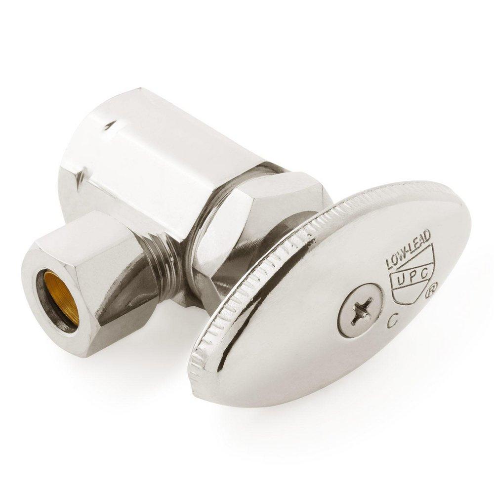 Signature Hardware Polished Nickel 1/2 x 3/8 in. IPS x OD Tube Knob Angle Supply Stop Valve 