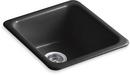 KOHLER Black Black&trade; 17 x 18-3/4 in. No Hole Cast Iron Single Bowl Dual Mount Kitchen Sink 