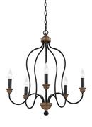 Visual Comfort & Co. Generation Lighting Dark Weathered Zinc/Weathered Oak 25-1/2 in. 60W 5-Light Candelabra E-12 Chandelier 