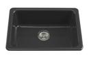 24-1/4 x 18-3/4 in. No Hole Cast Iron Single Bowl Dual Mount Kitchen Sink in Black Black™