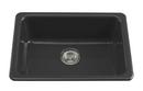 KOHLER Black Black&trade; 24-1/4 x 18-3/4 in. No Hole Cast Iron Single Bowl Dual Mount Kitchen Sink 