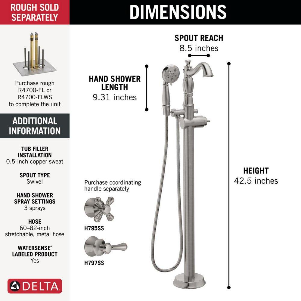 Delta Faucet Brilliance Stainless Single Handle Floor Mount Filler 
