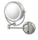 14 x 9 in. Frame Round Mirror with LED in Brushed Nickel
