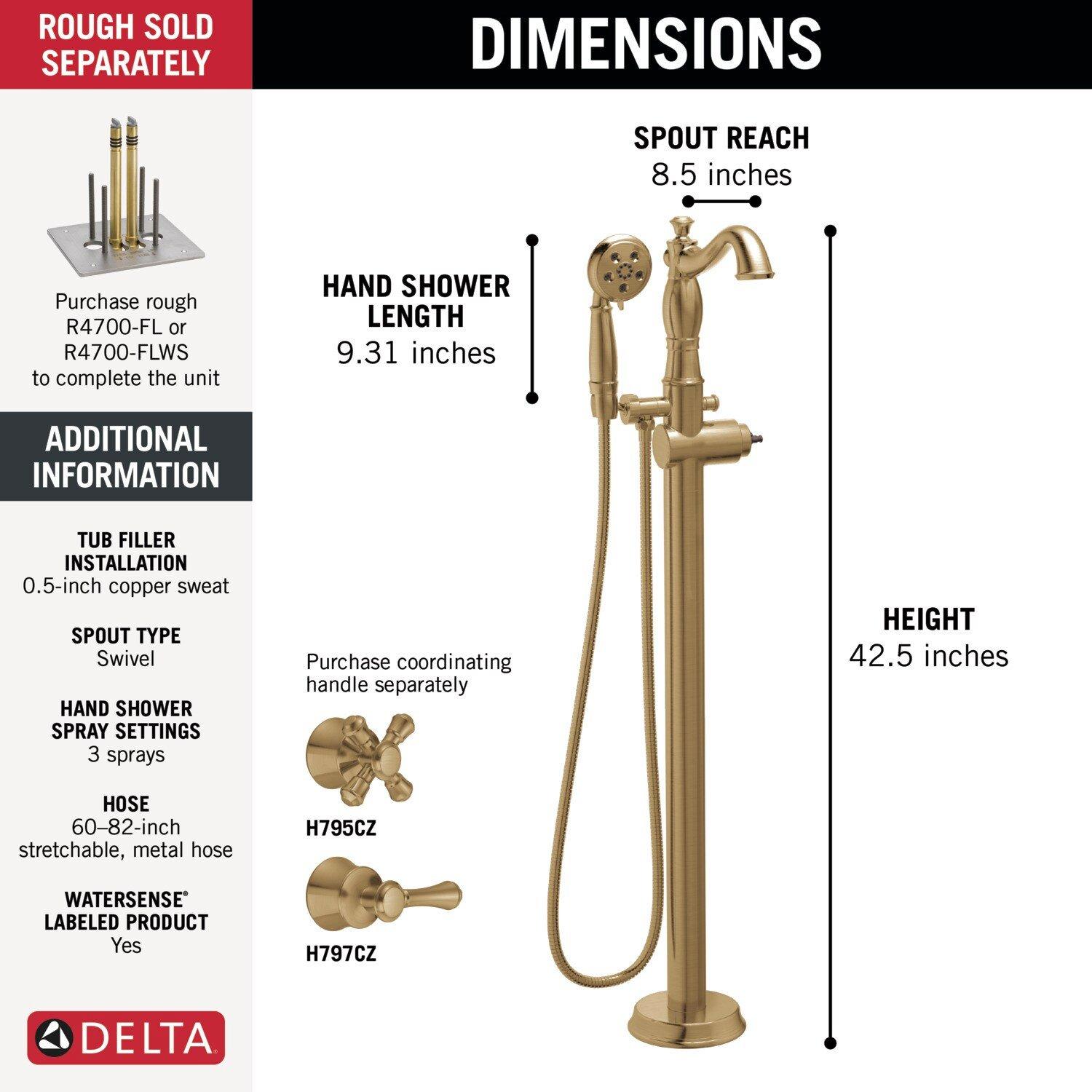 Delta Faucet Champagne Bronze Single Handle Floor Mount Filler 