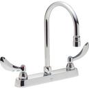 Kitchen Faucet with Double Lever Handle in Antique Brass Matt and Natural Cream