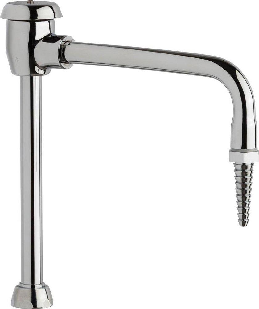 Chicago Faucets Polished Chrome Rigid and Swing Gooseneck Spout with Serrated Nozzle Outlet 