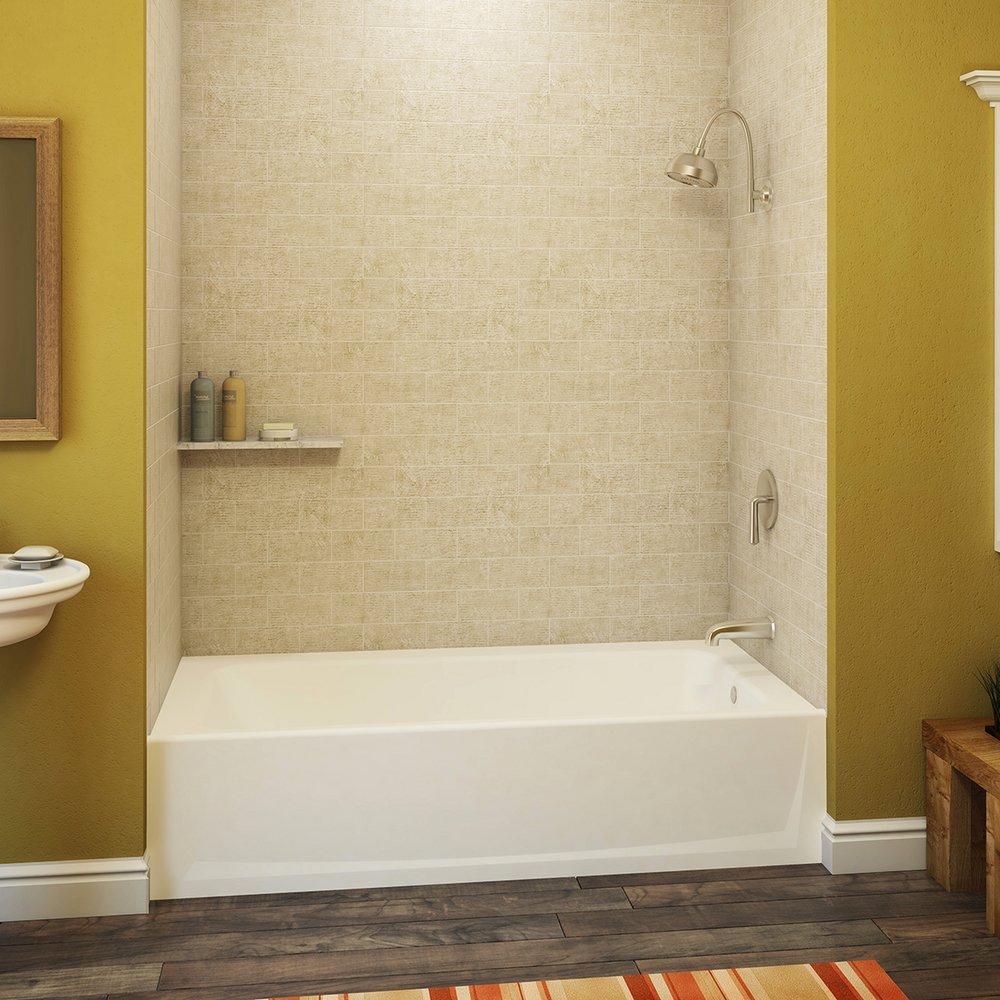Aquatic Aquatic White 60 x 31-1/4 in. Soaker Alcove Bathtub Right Drain 