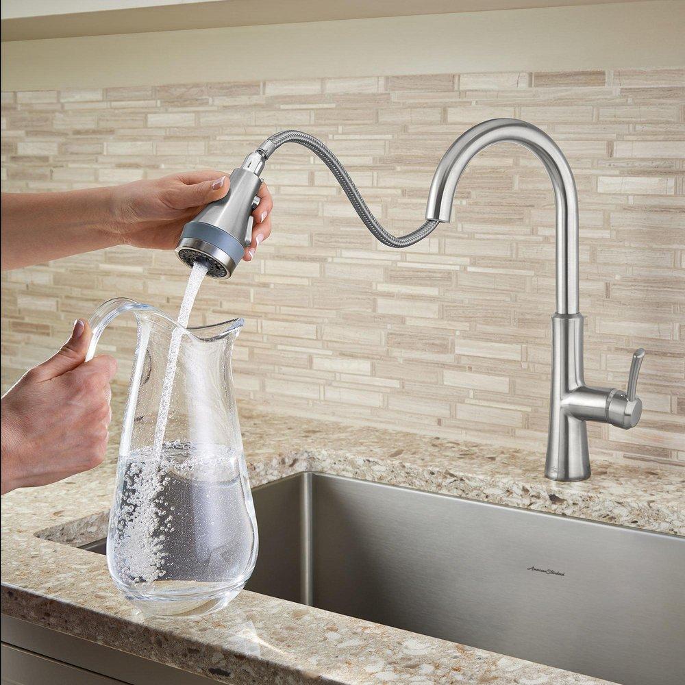 American Standard Stainless Steel Single Handle Pull Down Kitchen Faucet 