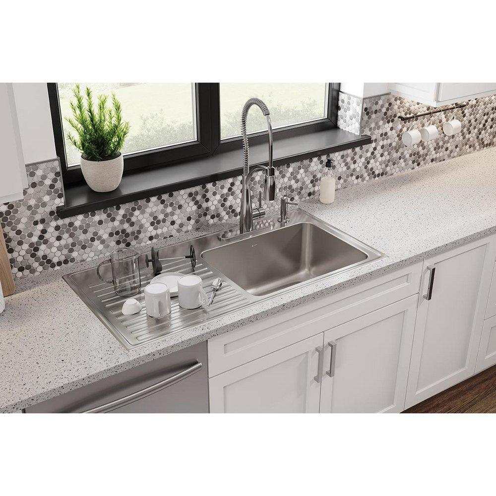 Elkay Lustrous Satin 43 x 22 in. Stainless Steel Single Bowl Drop-in Kitchen Sink in Lustrous Satin 