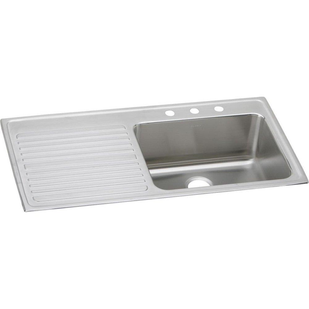 Elkay Lustrous Satin 43 x 22 in. Stainless Steel Single Bowl Drop-in Kitchen Sink in Lustrous Satin 