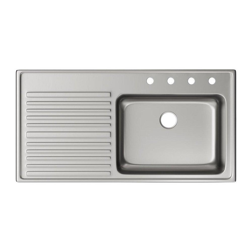 Elkay Lustrous Satin 43 x 22 in. Stainless Steel Single Bowl Drop-in Kitchen Sink in Lustrous Satin 
