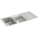 Elkay Lustrous Satin 4 Hole Double Bowl Self-rimming or Drop-in Kitchen Sink with Ribbed Drain Board 