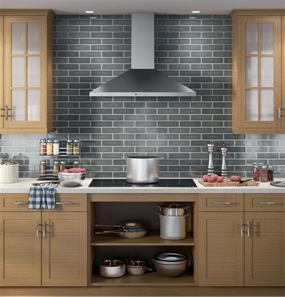 GE&reg; Stainless Steel 36 in. Wall Mount Pyramid Chimney Range Hood 