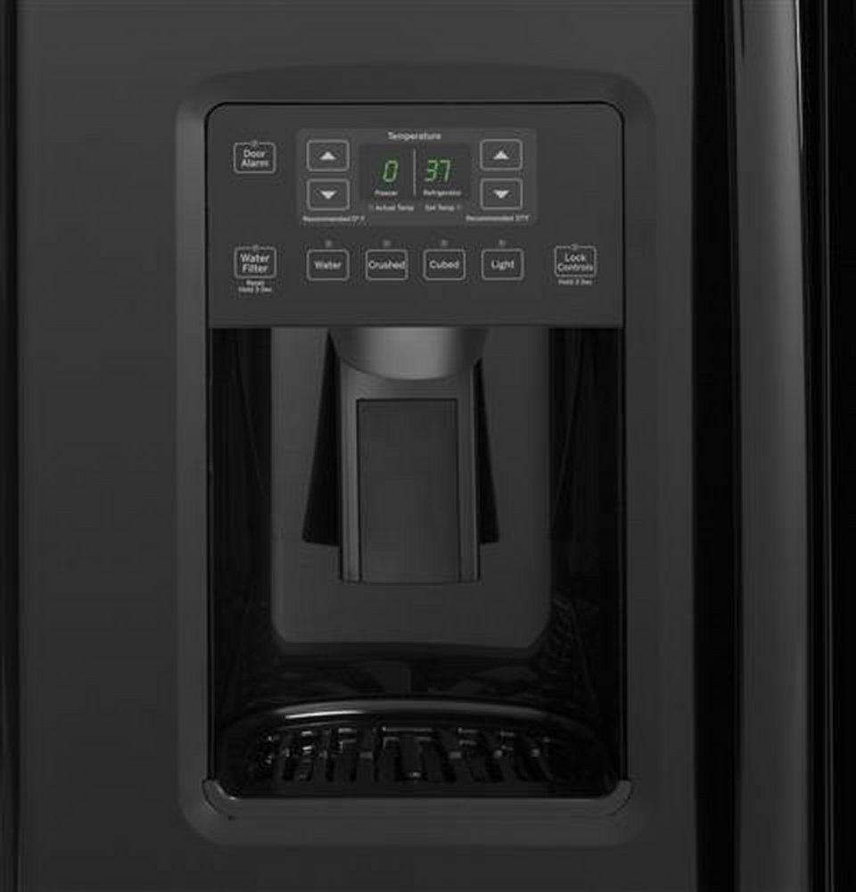 GE&reg; Black 35-3/4 in. 14.08 cu. ft. Counter Depth and Side-By-Side Refrigerator 