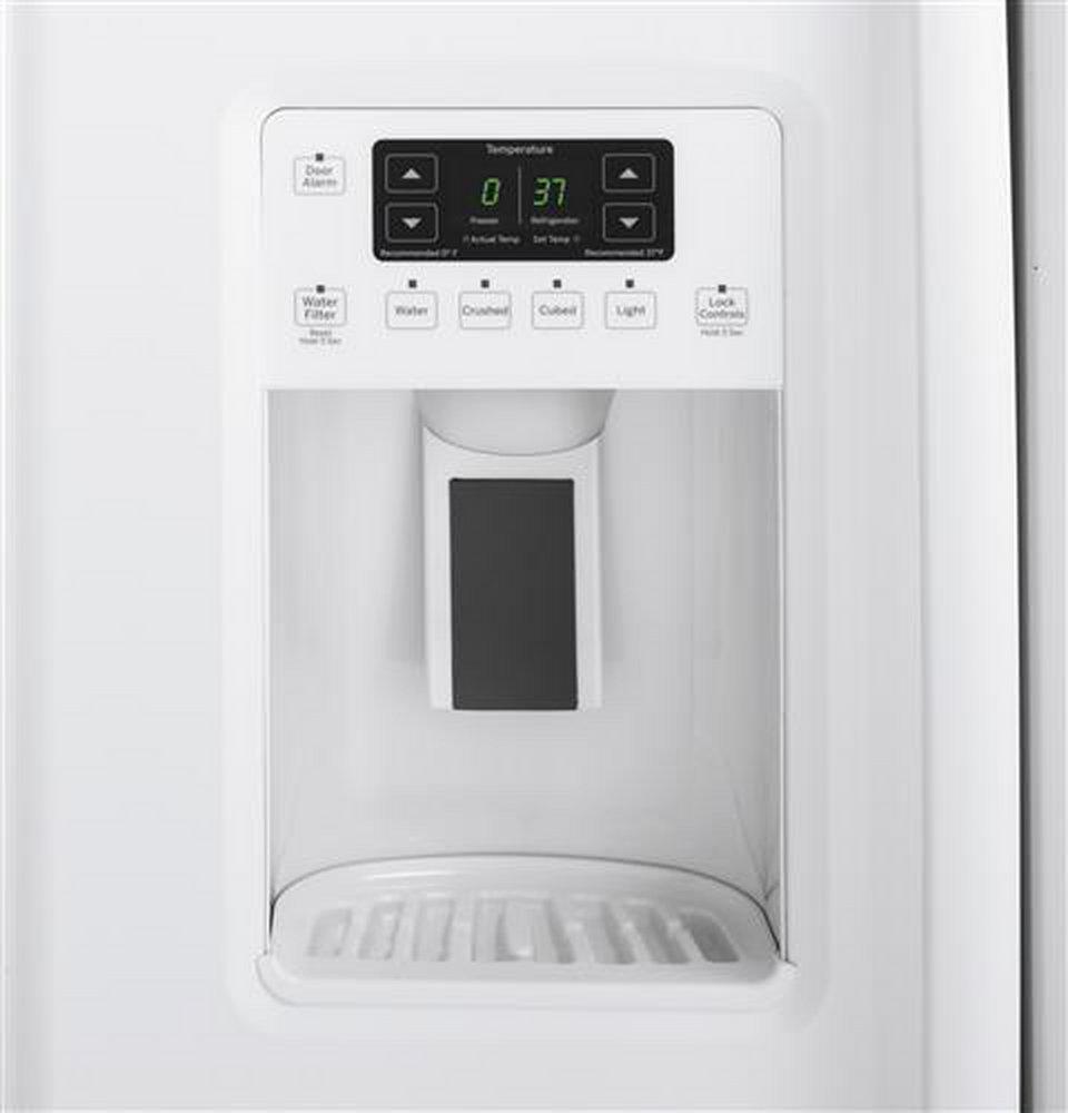 GE&reg; White 35-3/4 in. 14.08 cu. ft. Counter Depth and Side-By-Side Refrigerator 