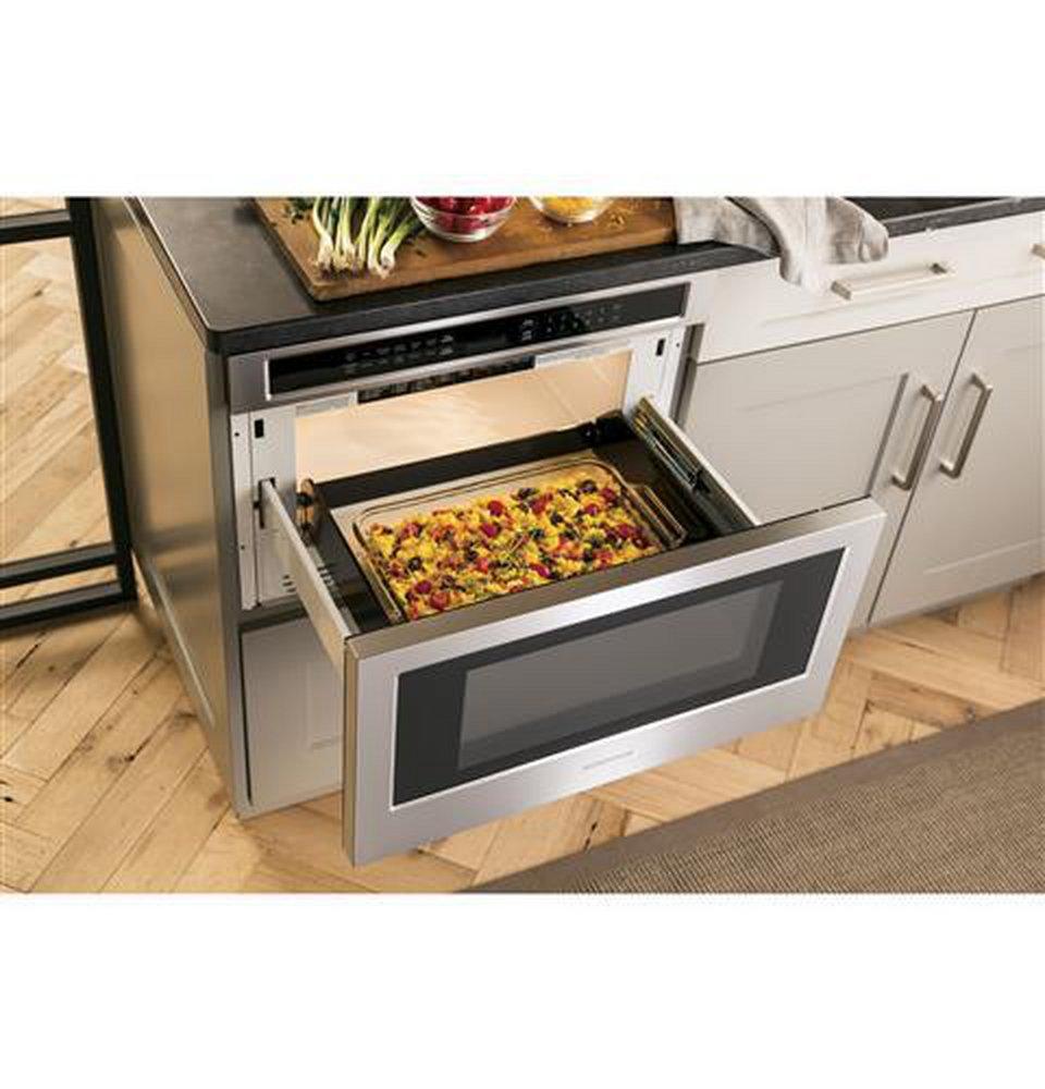 Monogram&reg; Stainless Steel 15-15/16 in. 1.2 cu. ft. 900 W Built-In Microwave 