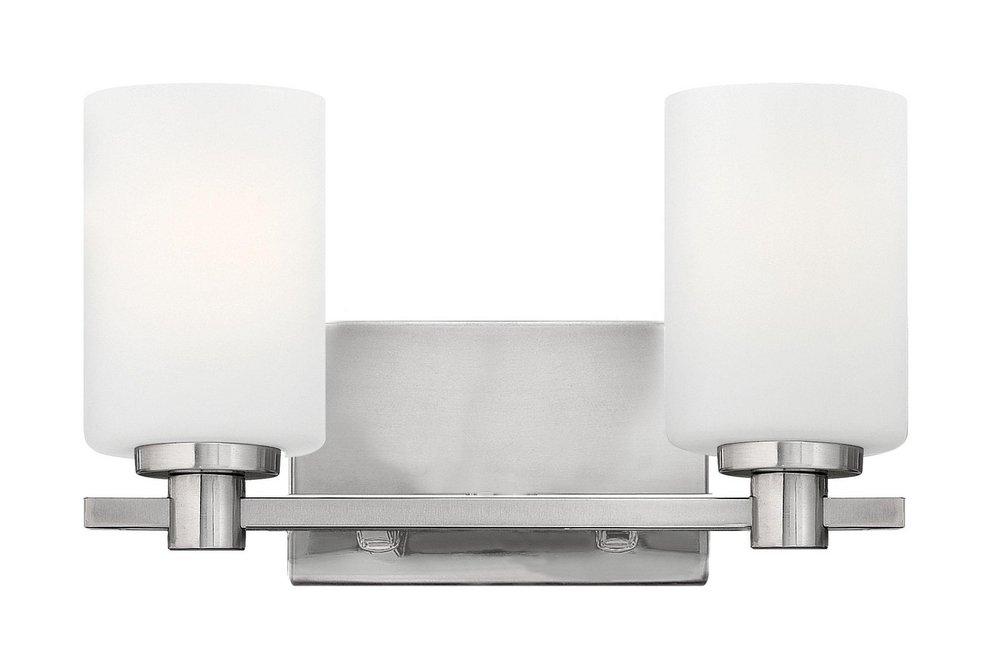 Hinkley Brushed Nickel 7-1/2 in. 100W 2-Light Wall Mount Medium E-26 Bath Light 