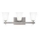 Signature Hardware Brushed Nickel 8-1/8 x 22-3/8 in. 100W 3-Light Medium E-26 Vanity Fixture 