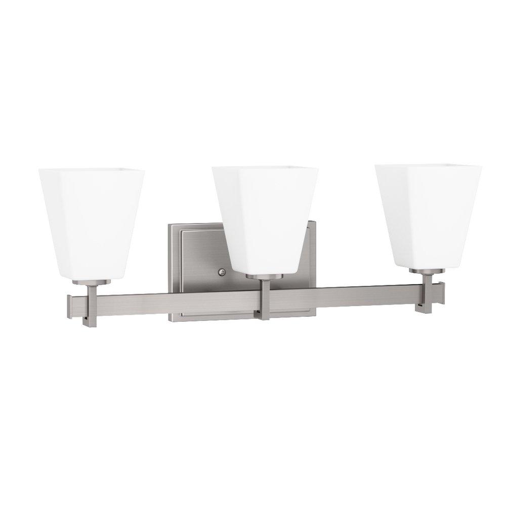 Signature Hardware Brushed Nickel 8-1/8 x 22-3/8 in. 100W 3-Light Medium E-26 Vanity Fixture 