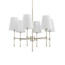 23 in. Tall 6-Light Single Tier Chandlier in Polished Nickel with Tapered Shades (60W)